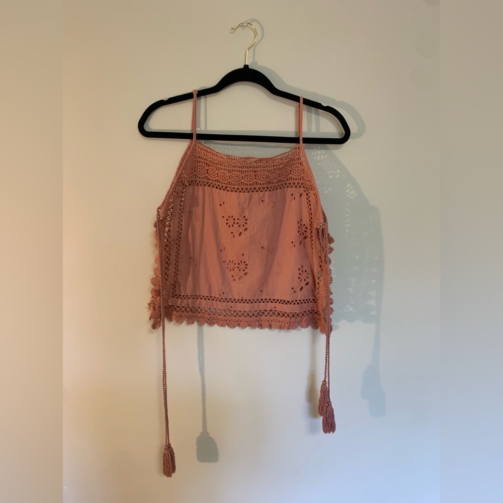 Free People Pink Embellished Crop Camisole